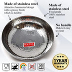 Stainless Steel Hammered Tasla Kadai, 700 ML, 15.5cm