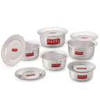 Aluminium Hammered Patila (Tope) Set With Lid  -(Set of 5 - 1L, 1.4L, 1.8L, 2.2L, 2.75L)