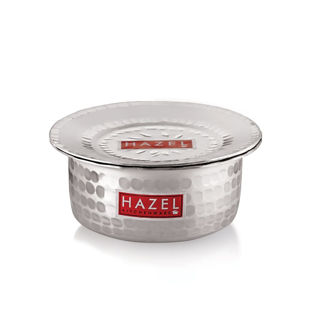 Aluminium Hammered Patila (Tope) Set With Lid  -(Set of 5 - 1L, 1.4L, 1.8L, 2.2L, 2.75L)
