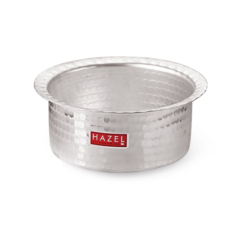 Aluminium Hammered Patila (Tope) Set With Lid  -(Set of 5 - 1L, 1.4L, 1.8L, 2.2L, 2.75L)