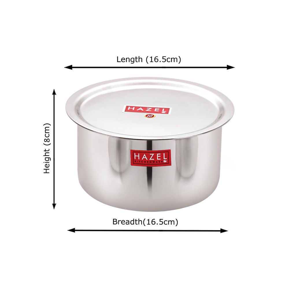 Stainless Steel Tope/Dekchi with Lid – 1 Litre, 16.5 cm