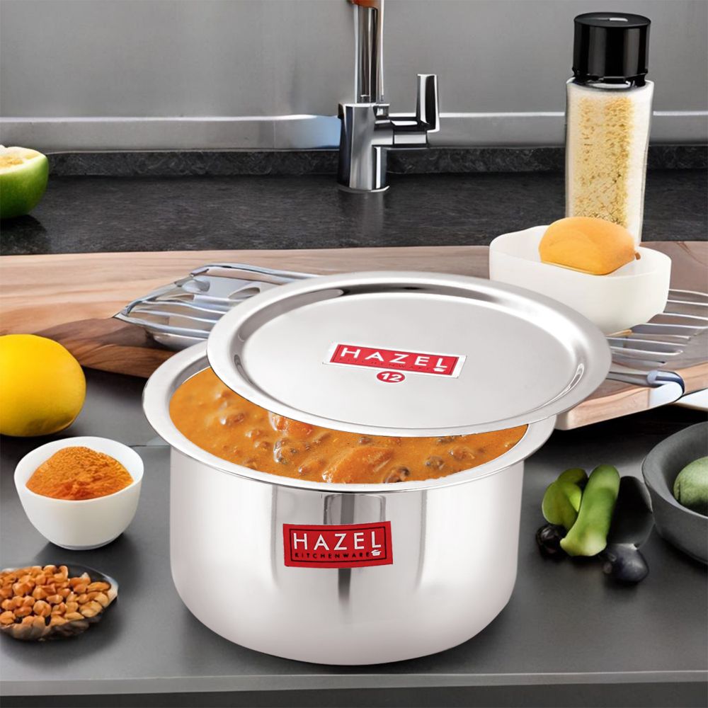 Stainless Steel Tope with Lid, Strong Durable Patila, Bhagona, Dekchi for Kitchen