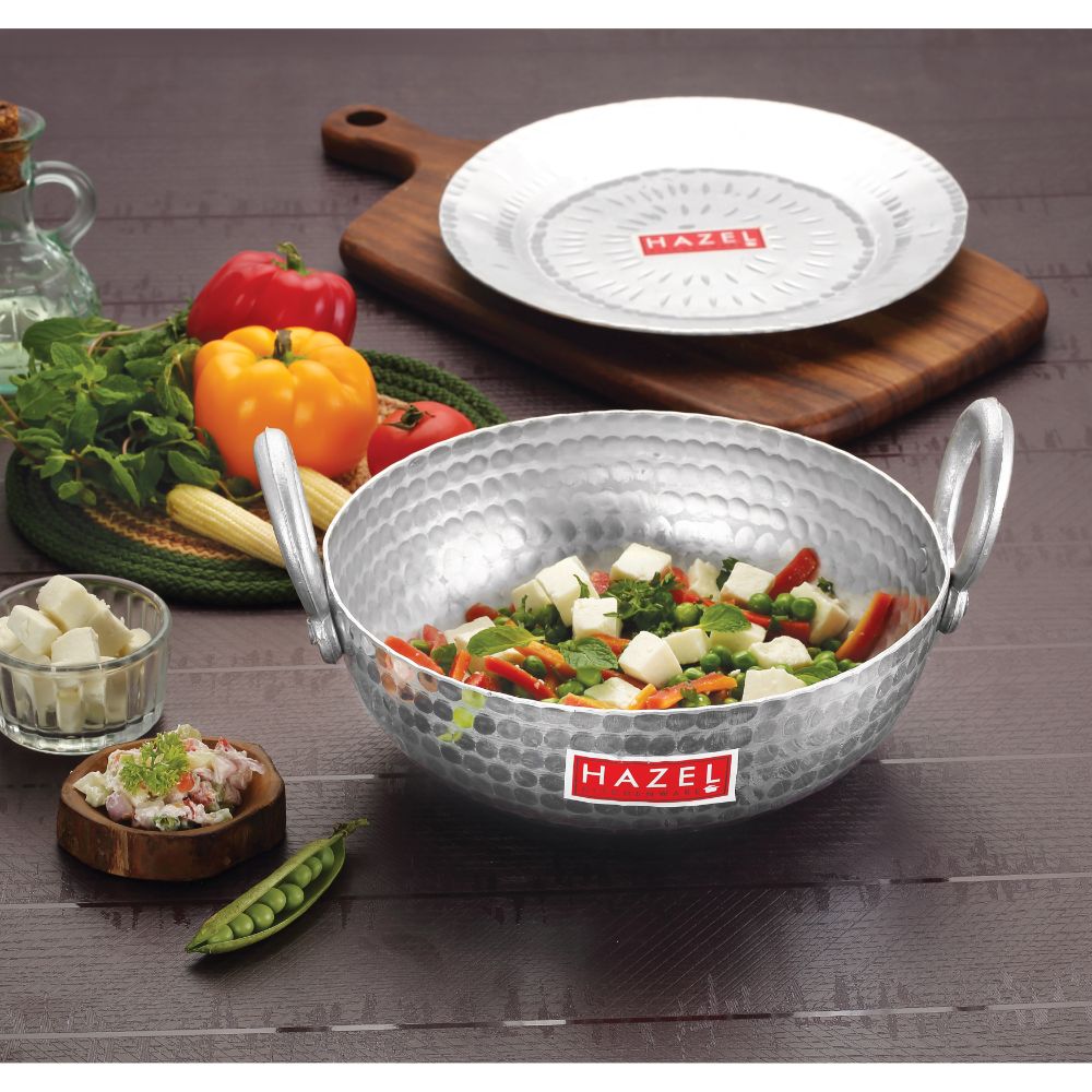 Aluminium Hammered Kadai with Lid – 4 L, 29cm