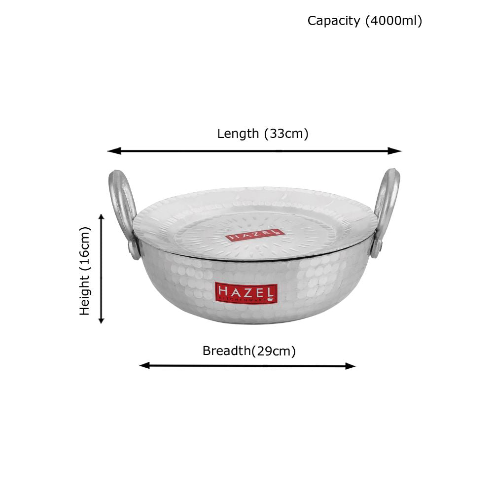 Aluminium Hammered Kadai with Lid – 4 L, 29cm