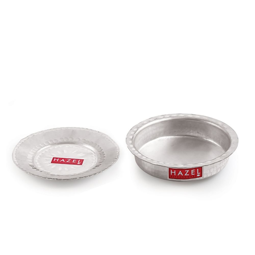 Aluminium Hammered Patila with Lid – 900 ML, 20cm