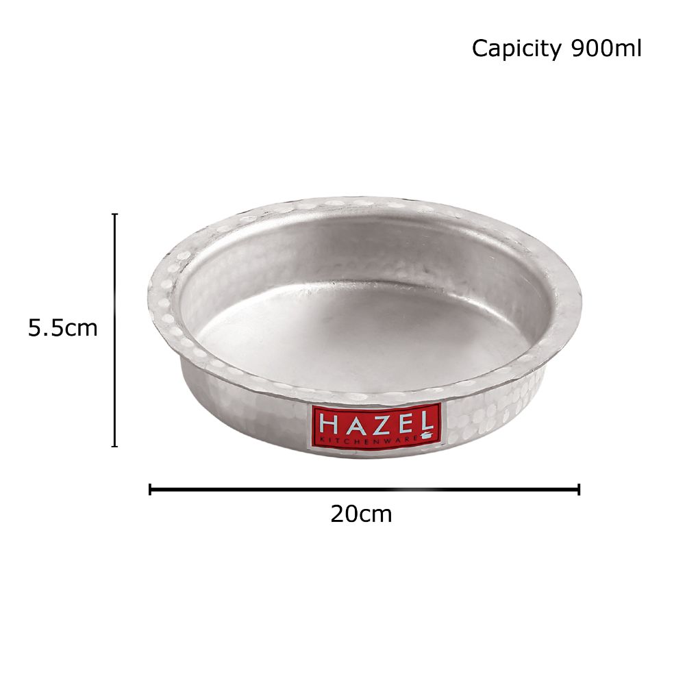 Aluminium Hammered Patila with Lid – 900 ML, 20cm