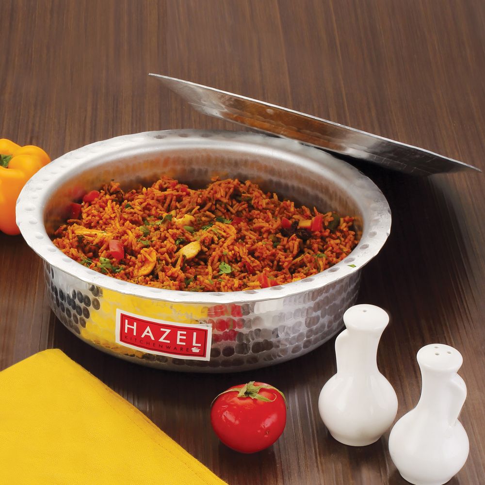 Aluminium Hammered Patila/Langdi with Lid – 2100 ML, 25cm
