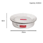 Patila with lid annotated with dimension callouts showing 25 cm diameter, 8 cm height, and 2100 ml capacity.