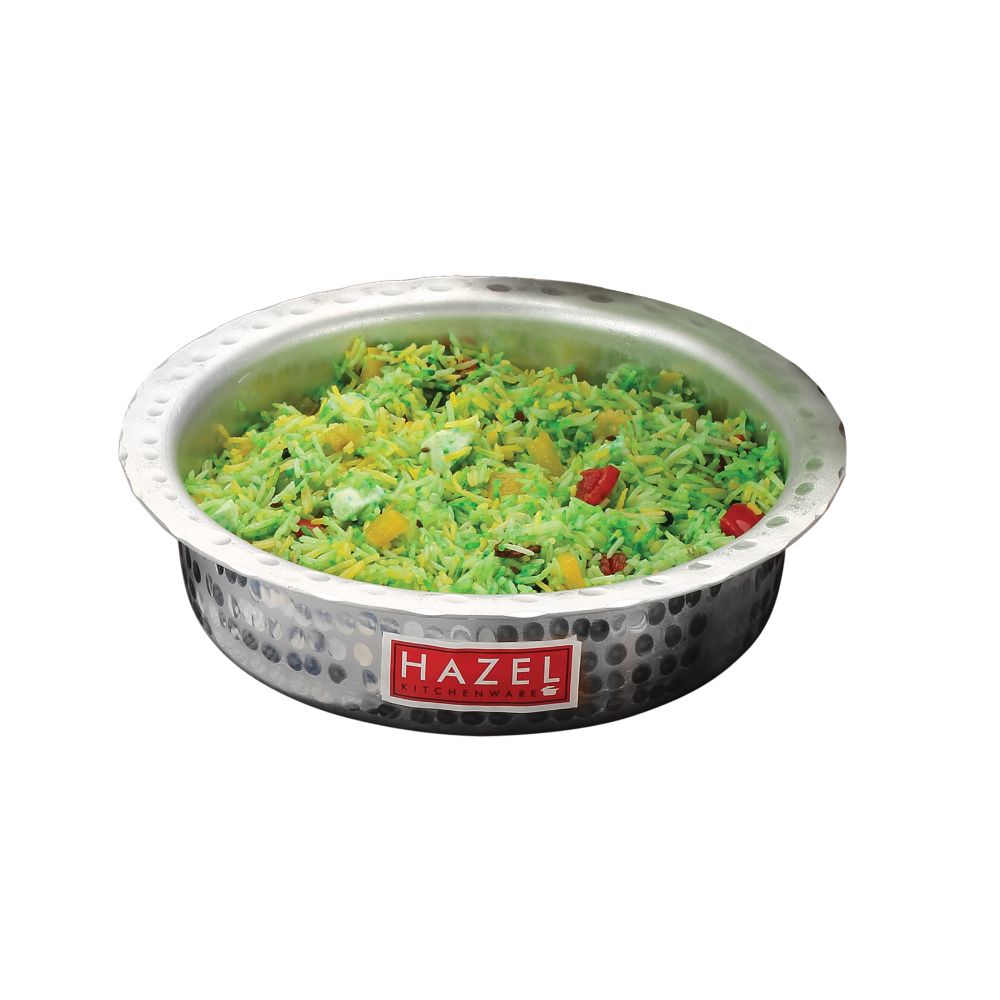 Aluminium Hammered Patila with Lid – 2700 ML, 26cm
