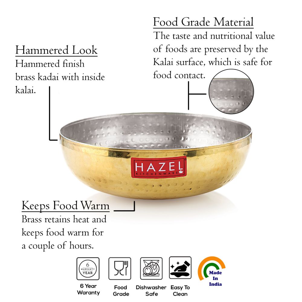 100% Brass Tasla - 1000 ML, 17.5 cm