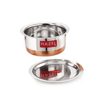 Copper Bottom Stainless Steel Tope Set with Lid - Set of 5 (1 L, 1.5 L, 1.9 L, 2.4 L and 3 L)