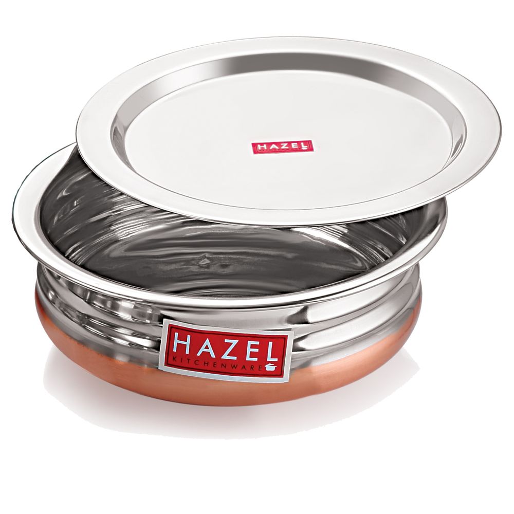 Copper Bottom Urli With Lid - Set of 4 (800ML, 1200ML, 1600ML, 2000ML)