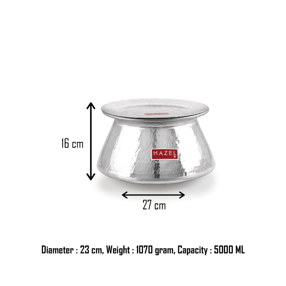 Aluminium Hammered Handi with Lid, Degri Patila Biryani Pot
