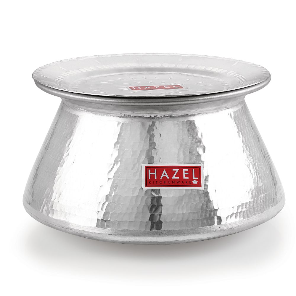 Aluminium Hammered Handi with Lid – 5 L, 23cm |