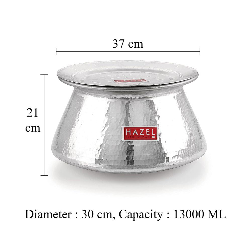 Aluminium Hammered Handi with Lid, 13 L, 30 cm