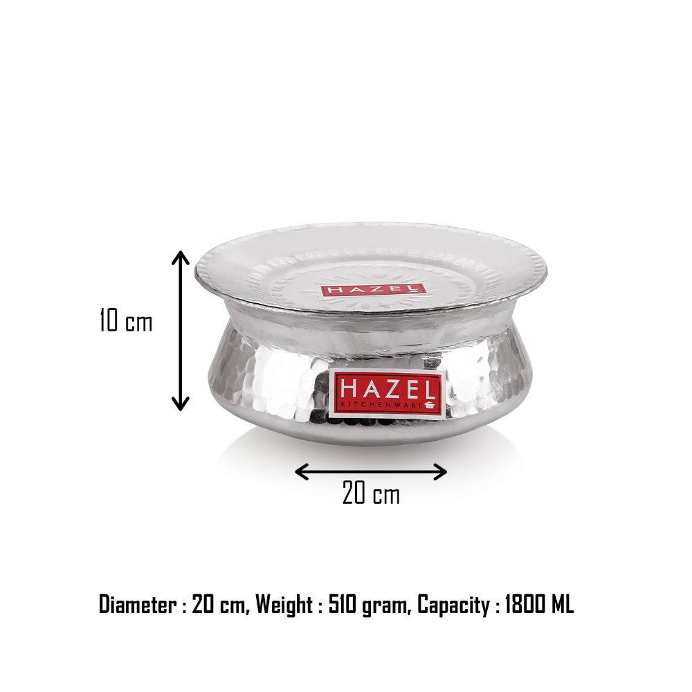 Handi on white background with dimension callouts showing 10 cm height, 20 cm diameter, 510 gram weight, and 1800.