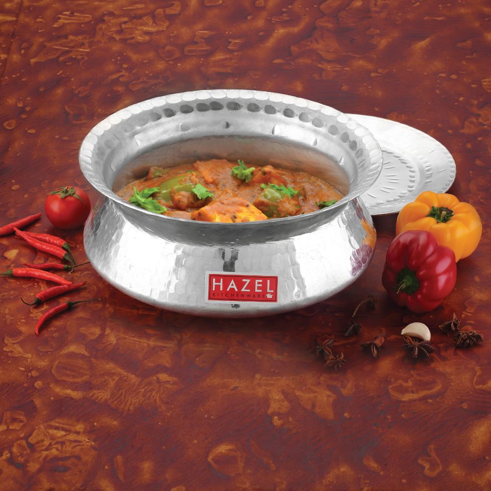 Aluminium Hammered Handi with Lid – 3.6 L, 24cm