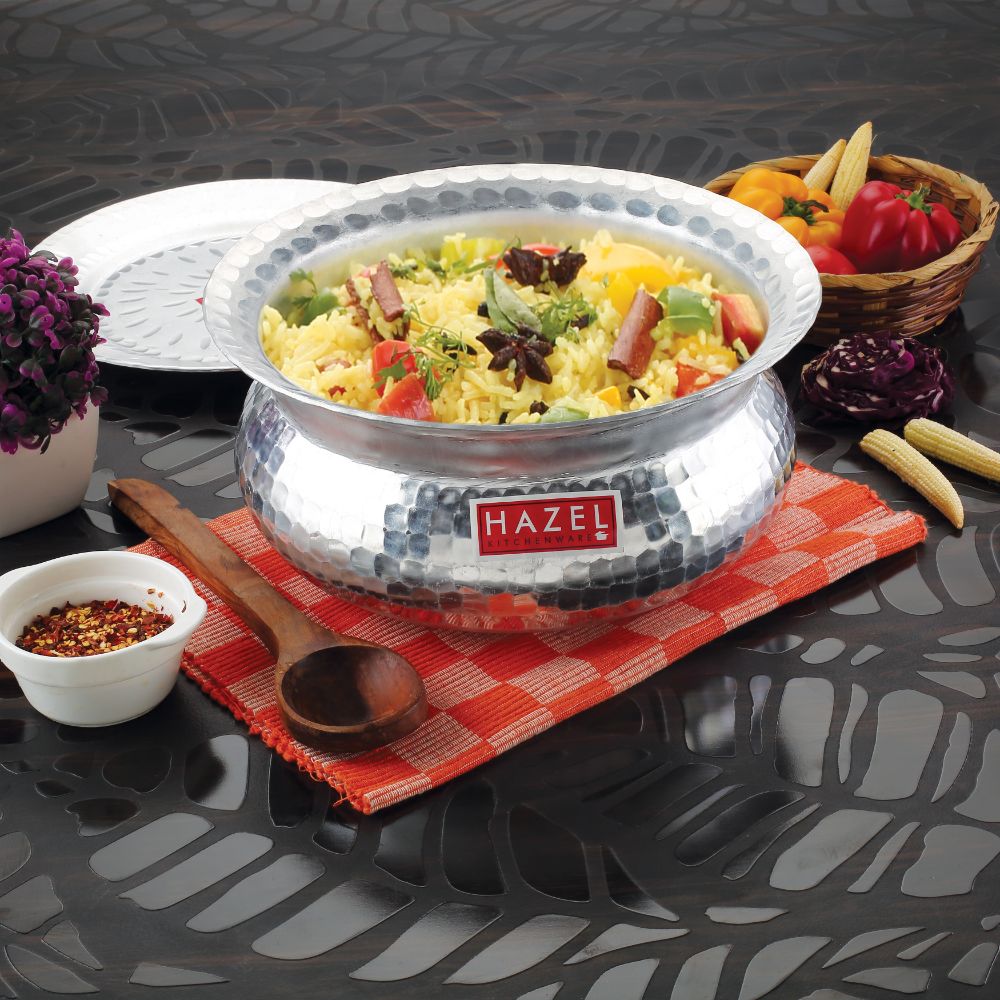 Aluminium Hammered Handi with Lid – 3.9 L, 24.5cm