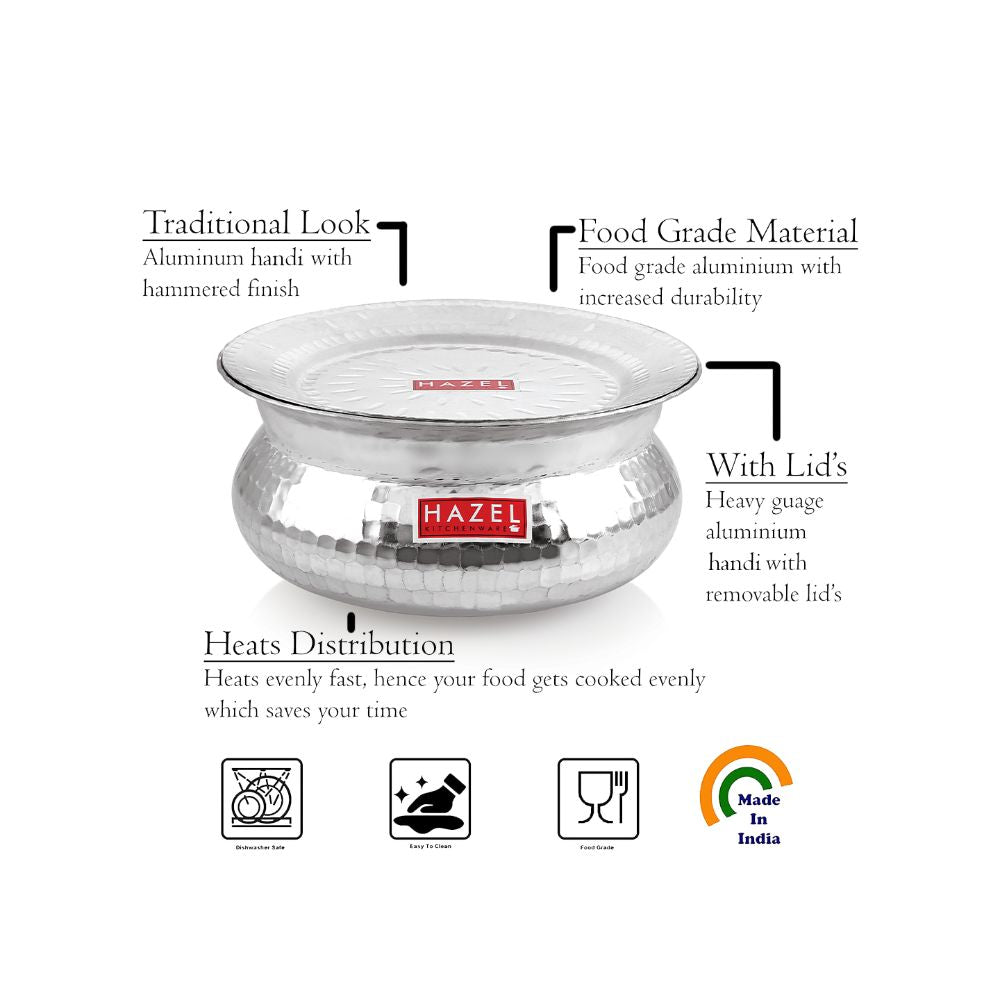 Handi with lid featuring callouts for Traditional Look, With Lid's, and Heats Distribution.