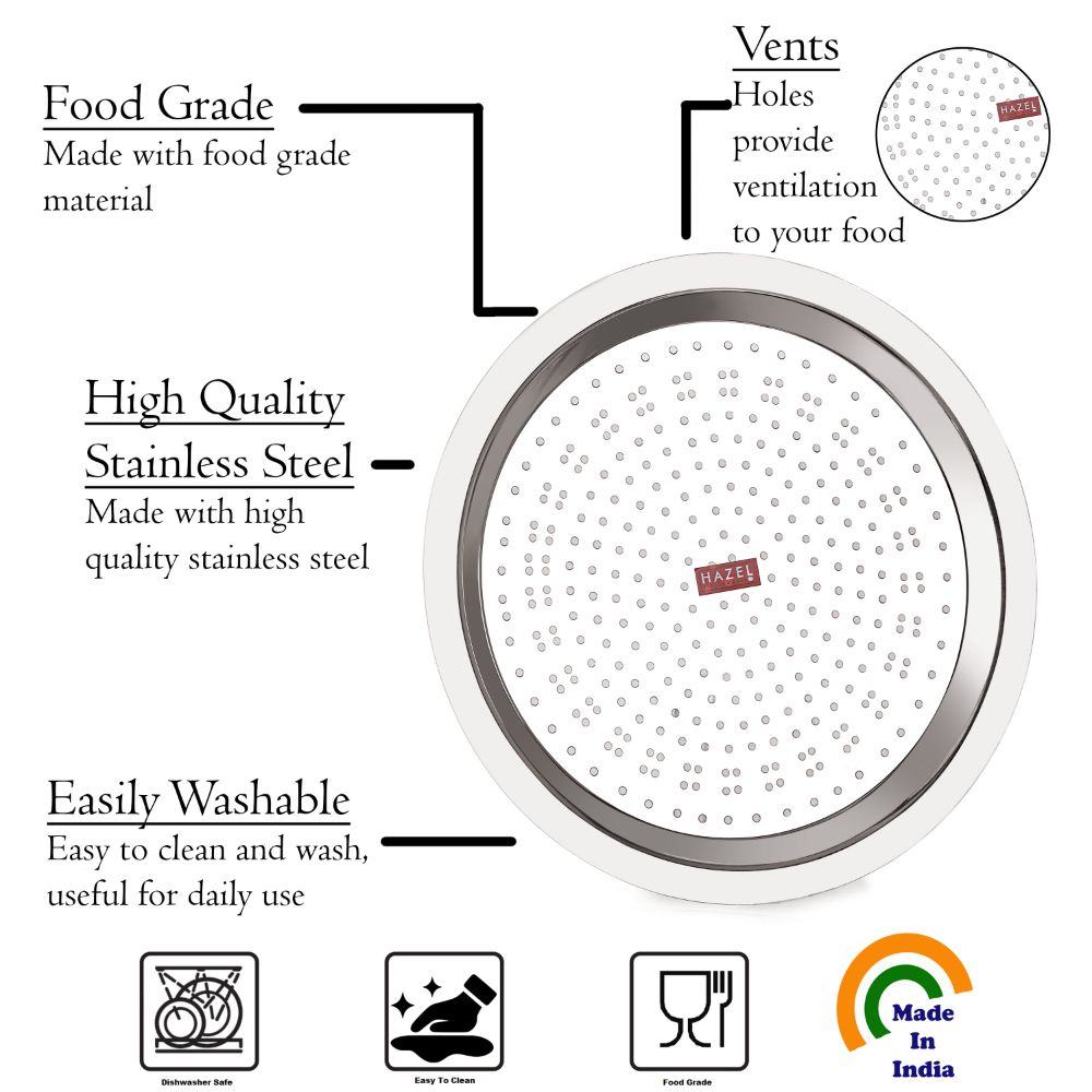 Stainless Steel Cookware Lid with Hole for Tope Patila Kadai - alternate view 3