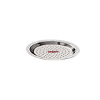 Single perforated stainless steel lid shown alone on a white background.