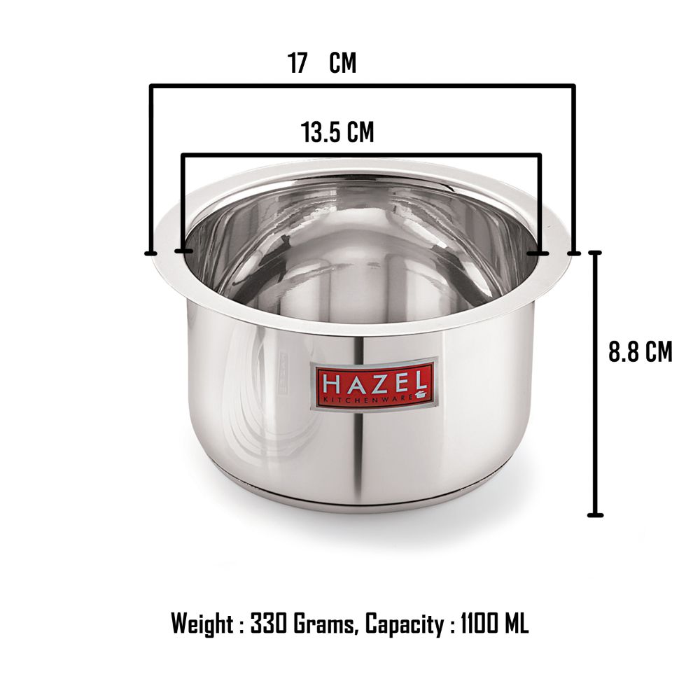 Stainless Steel Induction Bottom Tope – 13.5 cm, 1100 ML