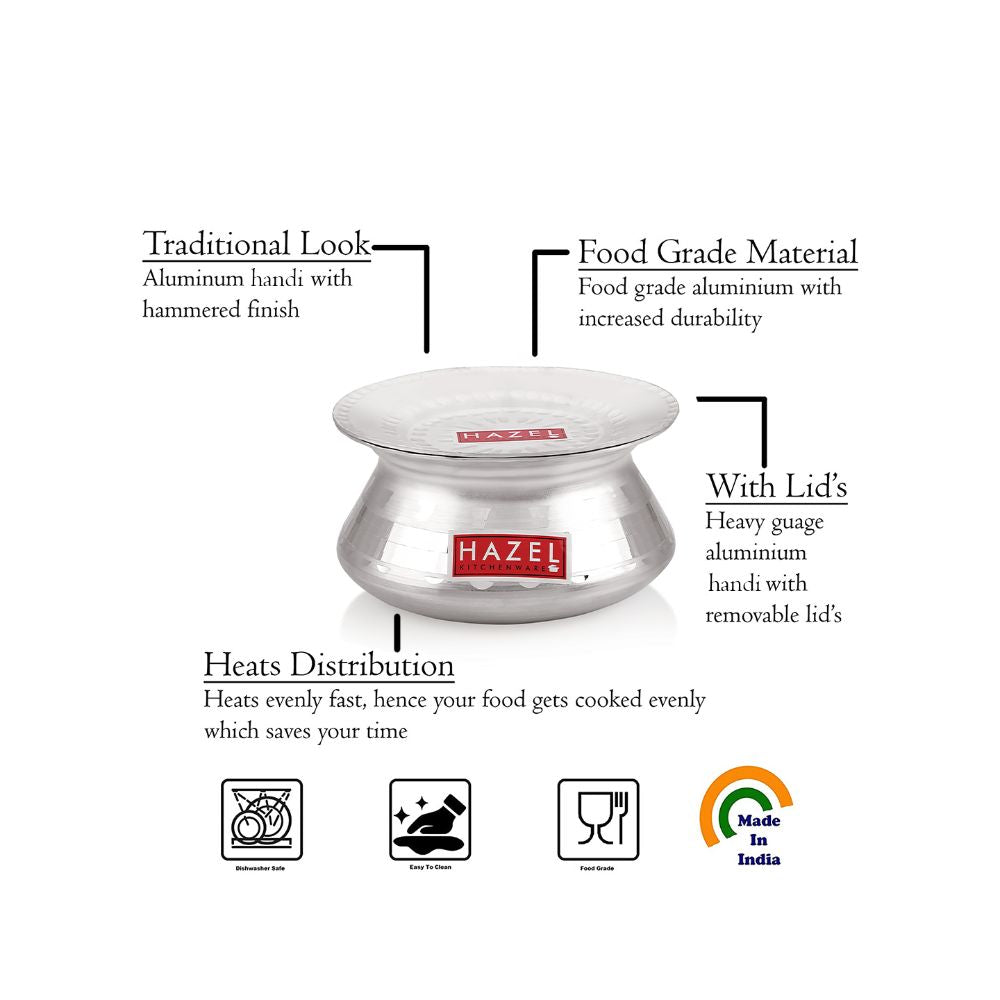 Aluminium Handi with Lid, Dhari Patiya, Biryani & Curry Cooking Pot