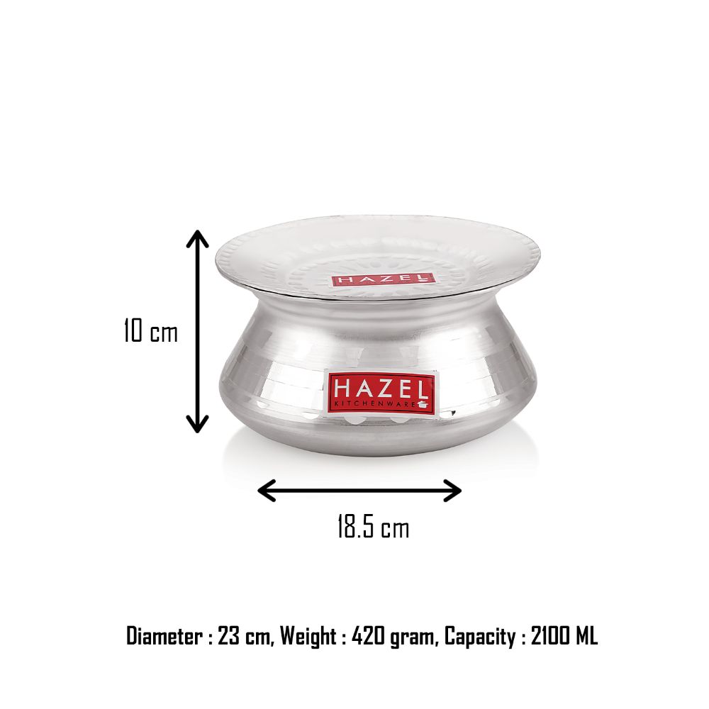Aluminium Hammered Biryani Cooking Pot with Lid – 2.1 L, 23cm
