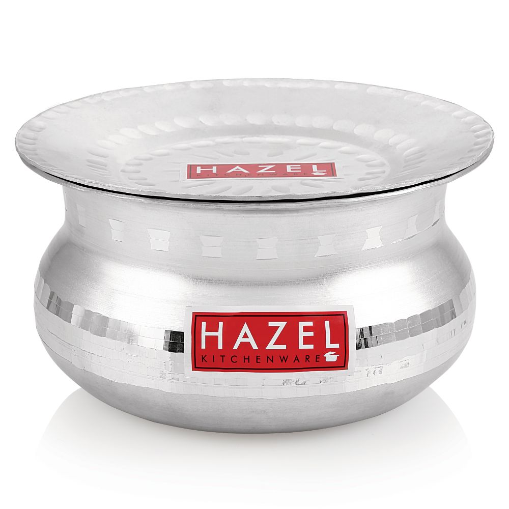 Aluminium Hammered Handi with Lid – 2 L, 18.5 cm