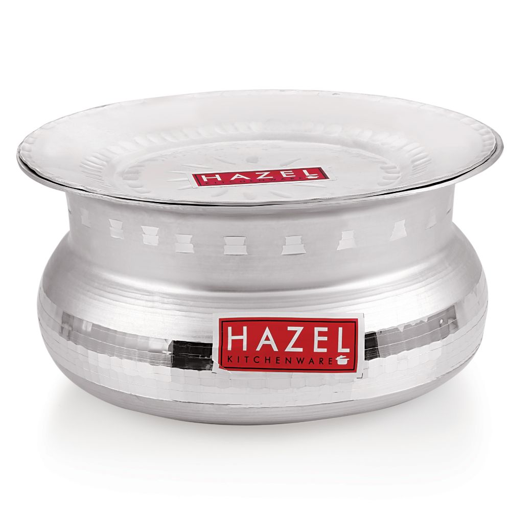 Aluminium Hammered  Dhari Patiya with Lid – 2.9 L, 21.5 cm