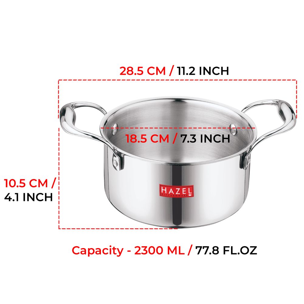 Triply Stainless Steel Casserole with Lid Induction Cook & Serve
