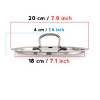 Stainless Steel Cookware Lid With Handle -  (Outer Diameter 20 cm, Inner Diameter 18 cm)