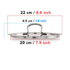 Stainless Steel Cookware Lid With Handle -  (Outer Diameter 22 cm, Inner Diameter 20 cm)