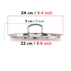 Stainless Steel Cookware Lid With Handle -  (Outer Diameter 24 cm, Inner Diameter 22 cm)