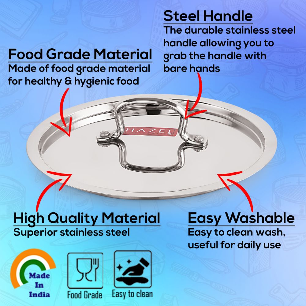 Stainless Steel Lid with Handle for Pots & Pans, Durable Kitchen Cover
