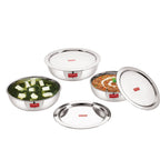 Stainless Steel Tasla/Kadai With Lid - Set of 3(1000, 1500, 1800 ML)