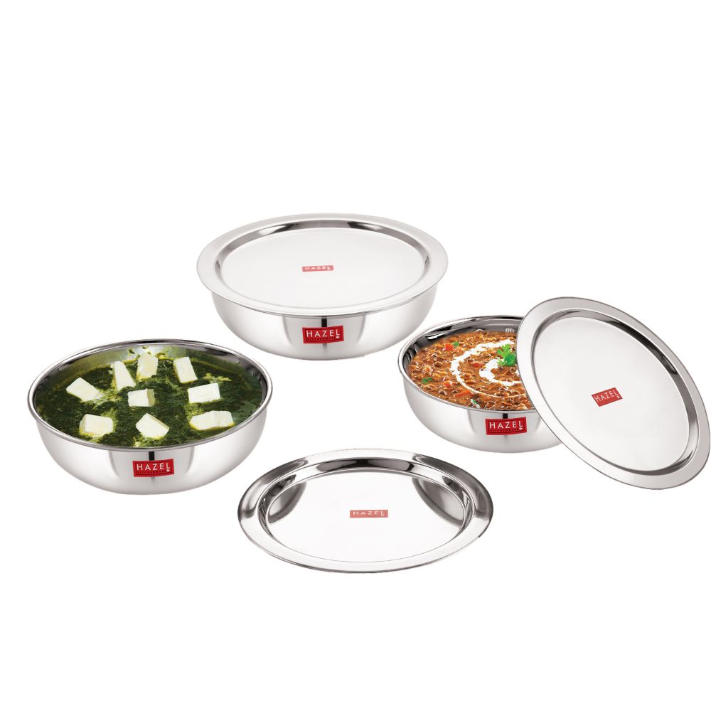 Stainless Steel Tasla Kadai with Lid | Deep Cooking & Serving Pot