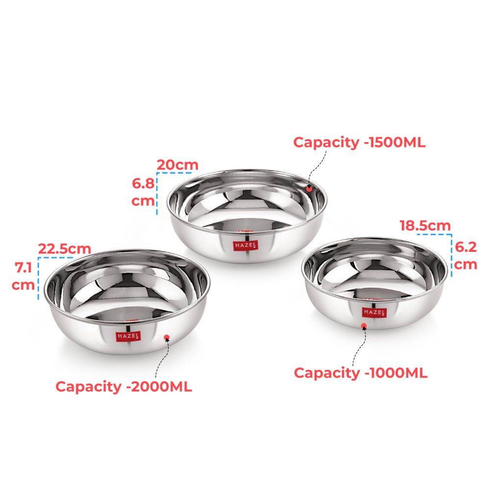 Stainless Steel Tasla Kadai with Lid | Deep Cooking & Serving Pot shown from above.