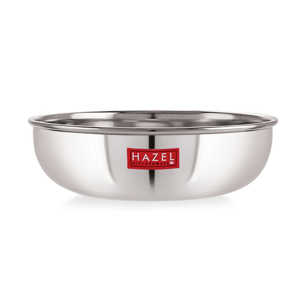 Stainless Steel Tasla Kadai with Lid | Deep Cooking & Serving Pot with feature callouts.