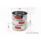 Stacked dabba set shown with dimension callouts of 15 cm length, 15 cm breadth, 18 cm total height