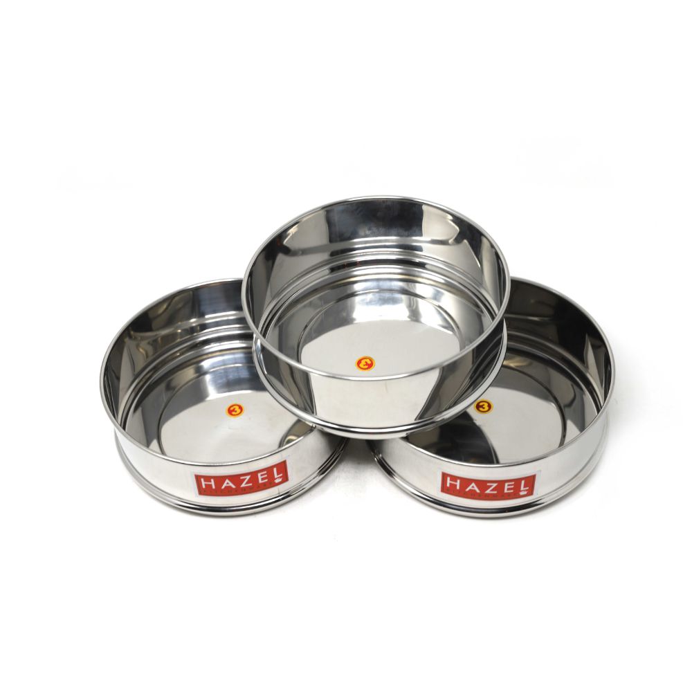 Stainless Steel Pressure Cooker Dabba Set, Flat Stackable Containers