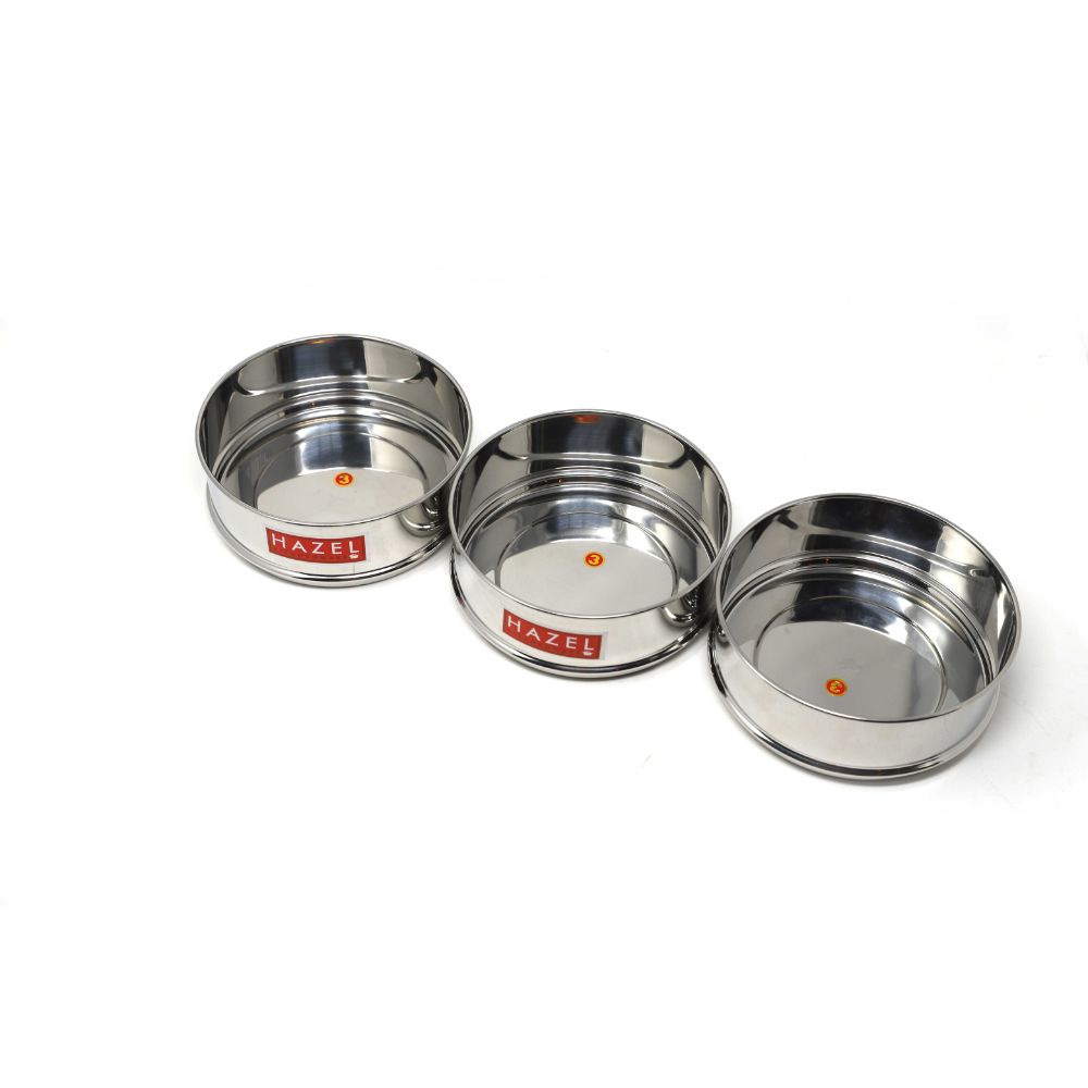 Stainless Steel Round 8 L Pressure Cooker Dabba Set Of 3 , 1150ML
