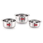 Stainless Steel Mini Patila Set of 3 – Round Bottom (300,500, 800 ML)