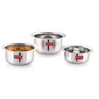 Stainless Steel Mini Patila Set of 3 – Round Bottom (300,500, 800 ML)