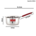 Stainless Steel Tea Pan with Fixed Rubber Handle - 1300ML