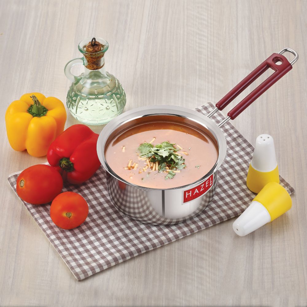 Stainless Steel Saucepan with Fixed Rubber Handle - 760ML