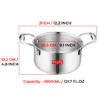 Triply Stainless Steel Tope with Handle, Induction Bottom - 3.2 L, 20.5 cm