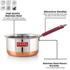 Copper Bottom Stainless Steel Milkpan with Fixed Rubber Handle  - 760ML