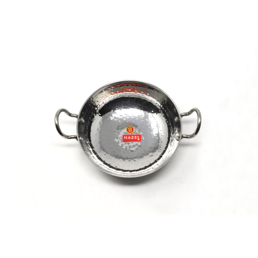 Stainless Steel Hammered Deep Kadai, 700ML -15.5cm