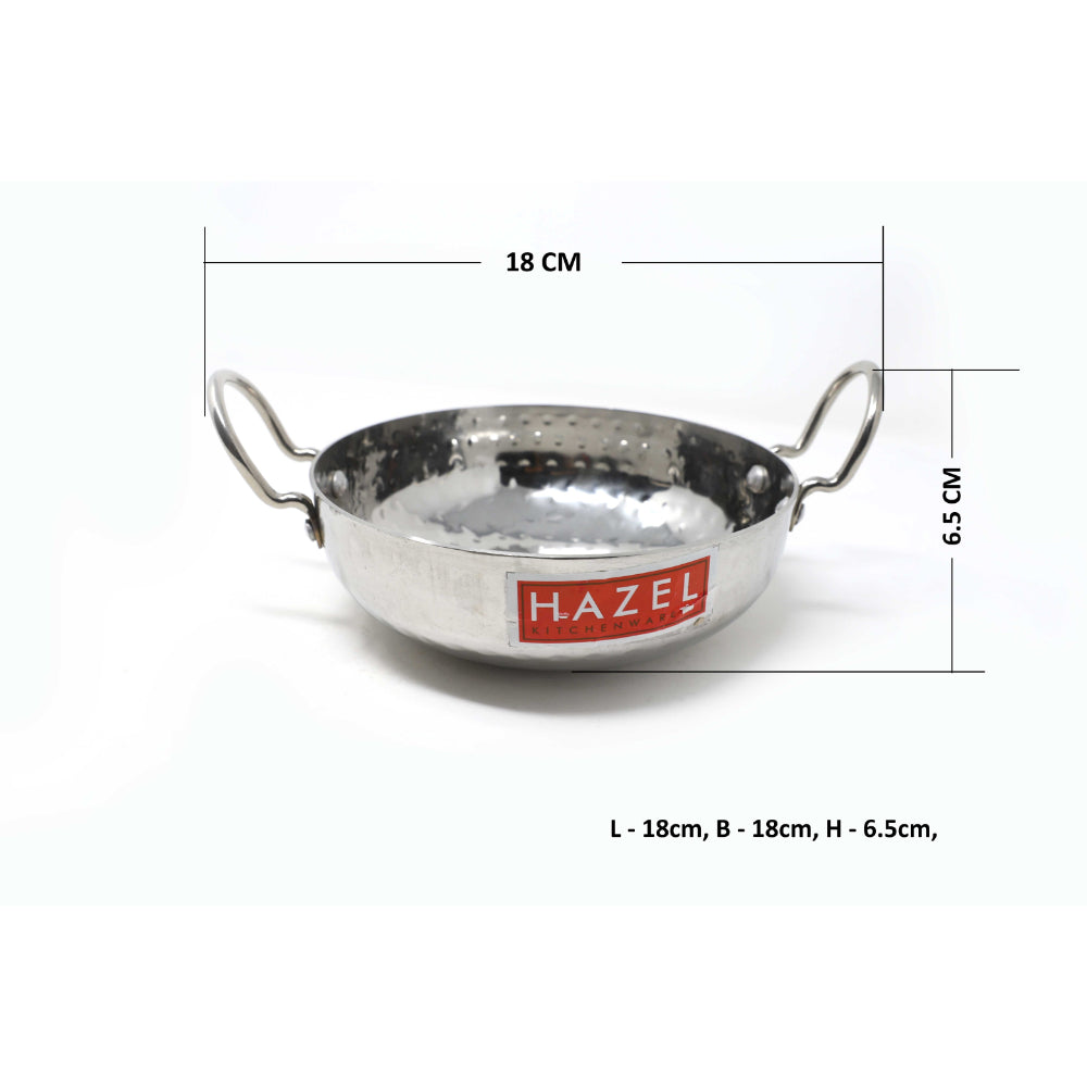 Stainless Steel Hammered Deep Kadai, 1 L -18cm